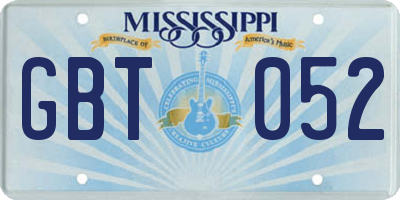 MS license plate GBT052
