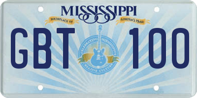 MS license plate GBT100