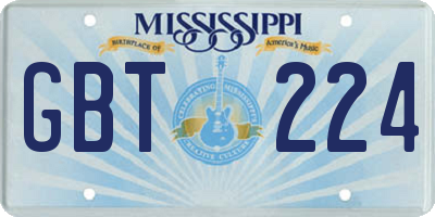 MS license plate GBT224
