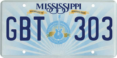 MS license plate GBT303