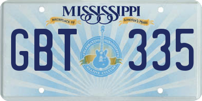 MS license plate GBT335