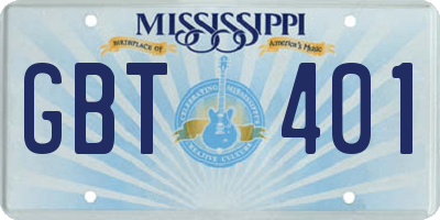 MS license plate GBT401