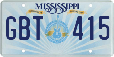 MS license plate GBT415