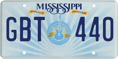 MS license plate GBT440