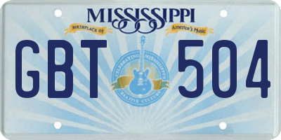 MS license plate GBT504