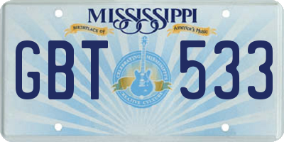 MS license plate GBT533
