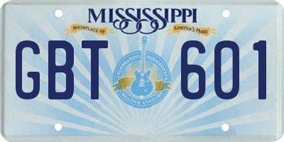 MS license plate GBT601