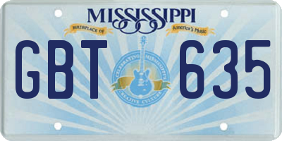 MS license plate GBT635