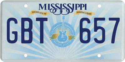MS license plate GBT657