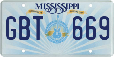 MS license plate GBT669