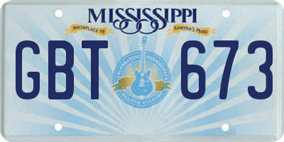 MS license plate GBT673