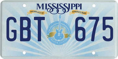 MS license plate GBT675