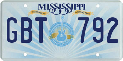 MS license plate GBT792