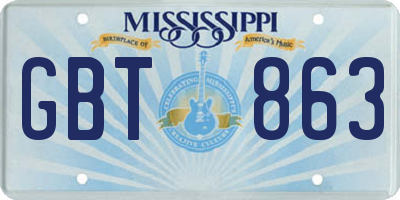 MS license plate GBT863