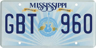 MS license plate GBT960