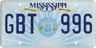 MS license plate GBT996