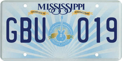 MS license plate GBU019