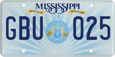 MS license plate GBU025