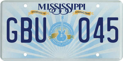 MS license plate GBU045