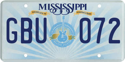 MS license plate GBU072