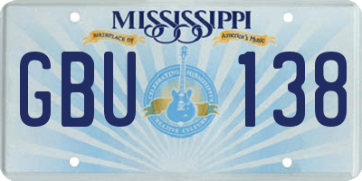 MS license plate GBU138