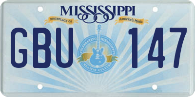 MS license plate GBU147