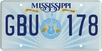 MS license plate GBU178