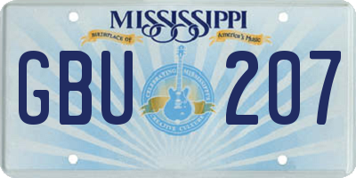 MS license plate GBU207