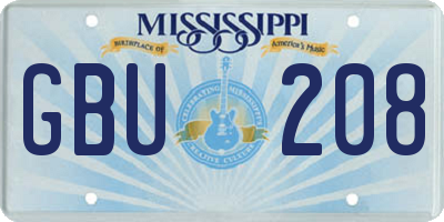 MS license plate GBU208