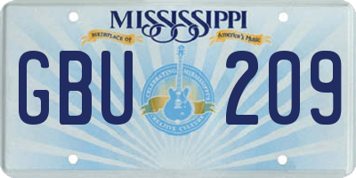 MS license plate GBU209