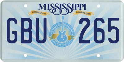 MS license plate GBU265