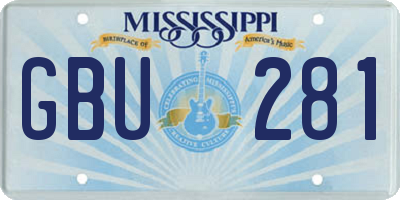 MS license plate GBU281