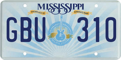 MS license plate GBU310