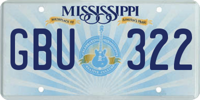 MS license plate GBU322