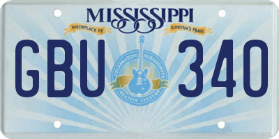 MS license plate GBU340