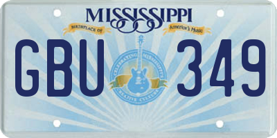 MS license plate GBU349