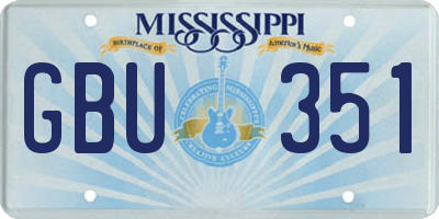 MS license plate GBU351