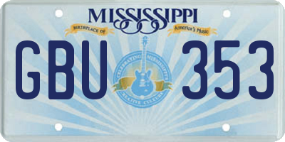 MS license plate GBU353