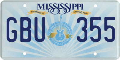 MS license plate GBU355