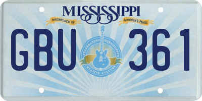 MS license plate GBU361
