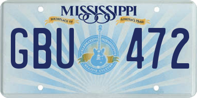 MS license plate GBU472