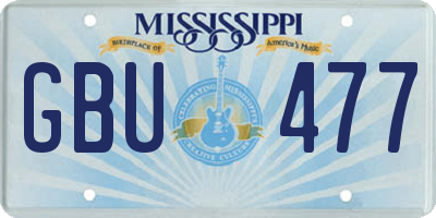 MS license plate GBU477