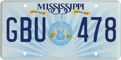 MS license plate GBU478