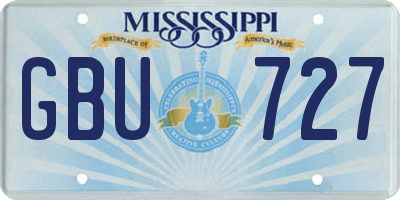 MS license plate GBU727