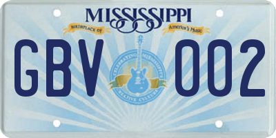 MS license plate GBV002