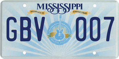 MS license plate GBV007