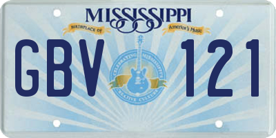 MS license plate GBV121