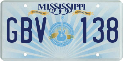 MS license plate GBV138