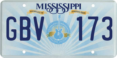 MS license plate GBV173
