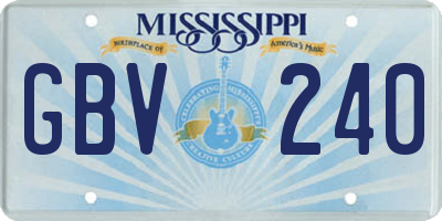 MS license plate GBV240